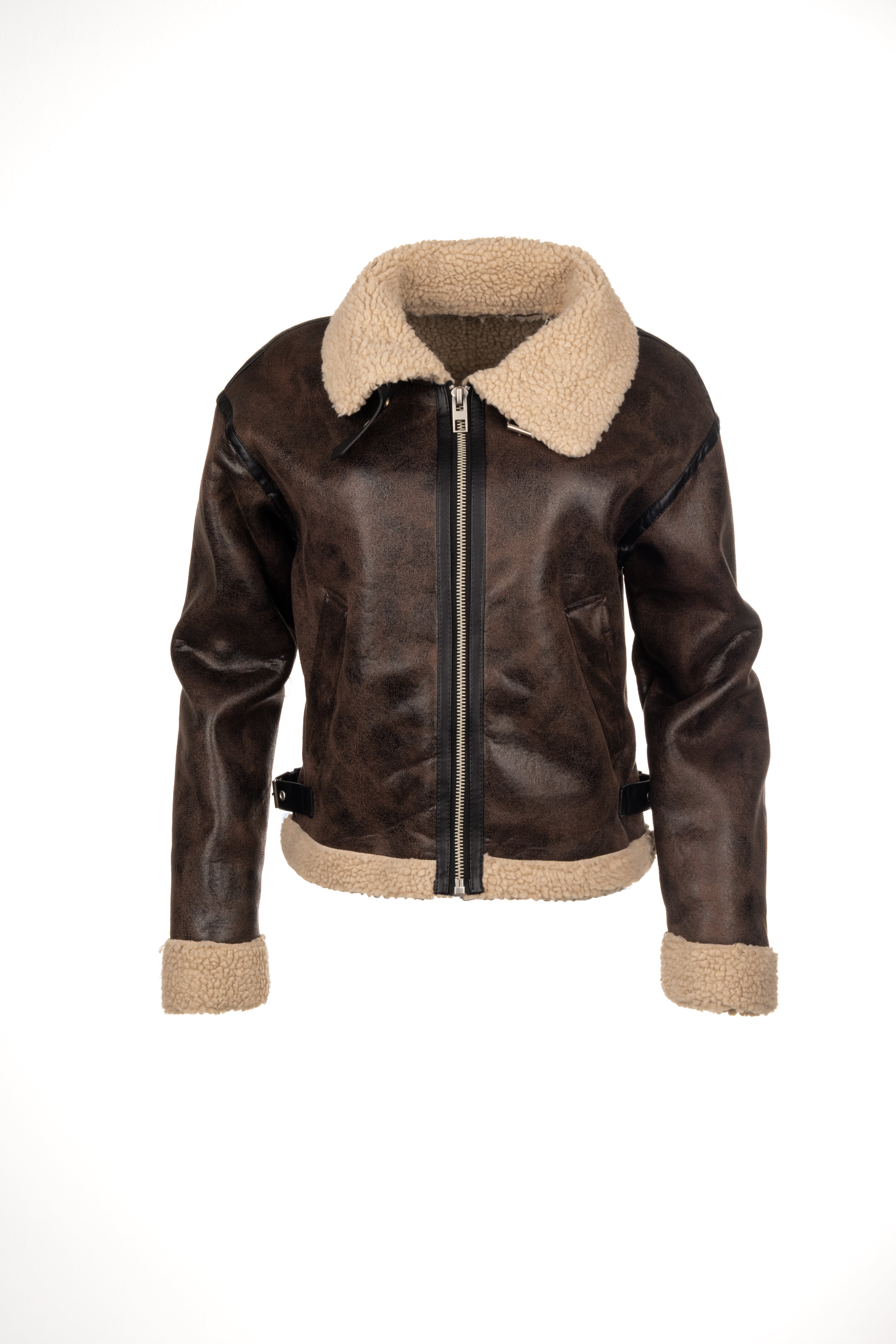 Chaqueta Mujer Rusted Cuerina y Borrego