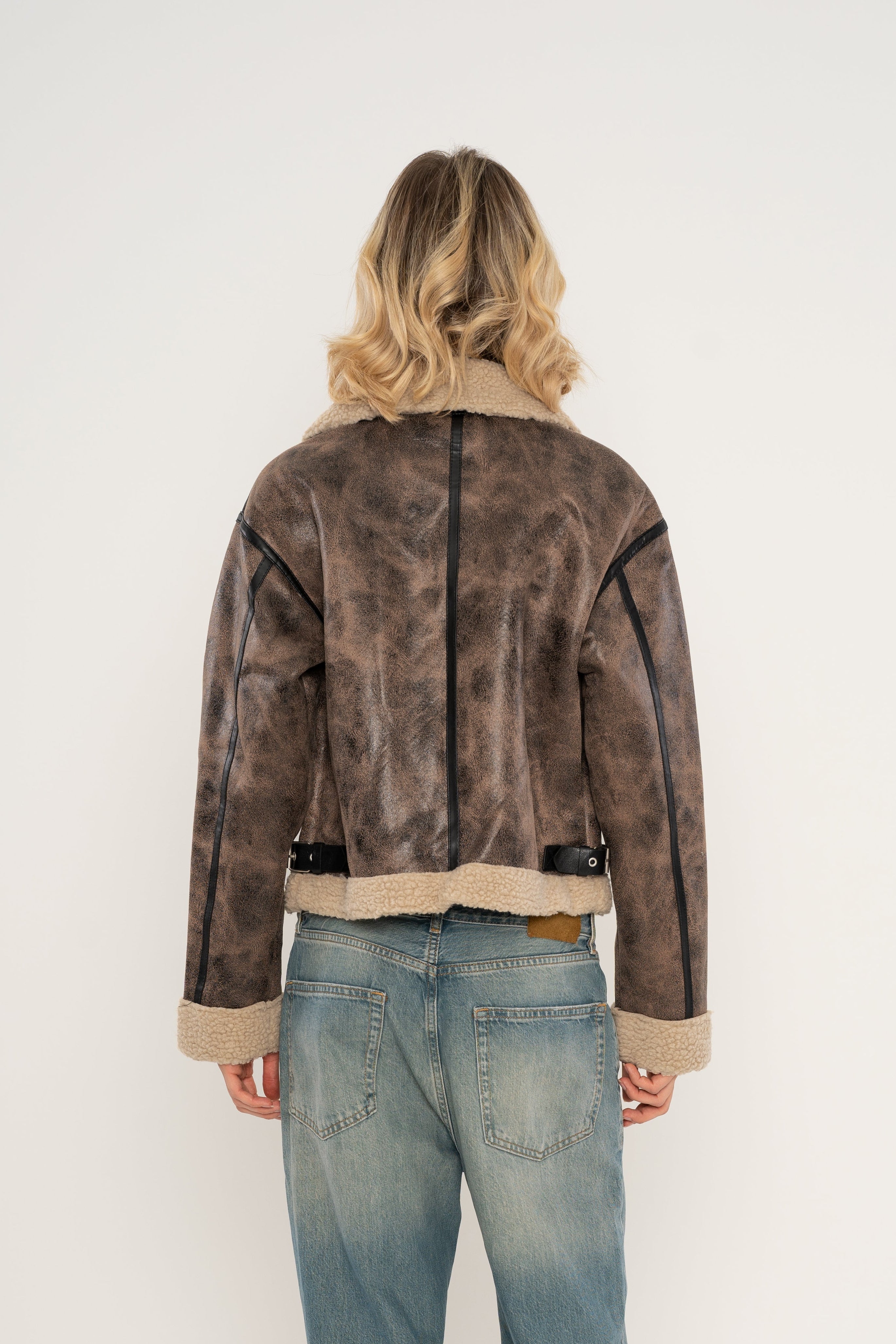 Chaqueta Mujer Rusted Cuerina y Borrego